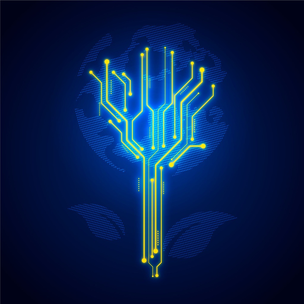 Robotic hand pointing to an AI symbol, representing AI solutions